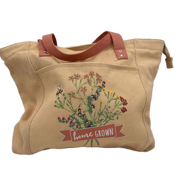 American Girl Handbags - American Girl Canvas Floral Home Grown Leather Handles Tote Bag One Size